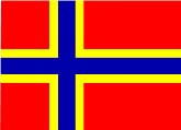 Båhusläns flagga: Som Norges, men gult i stället för vitt.
